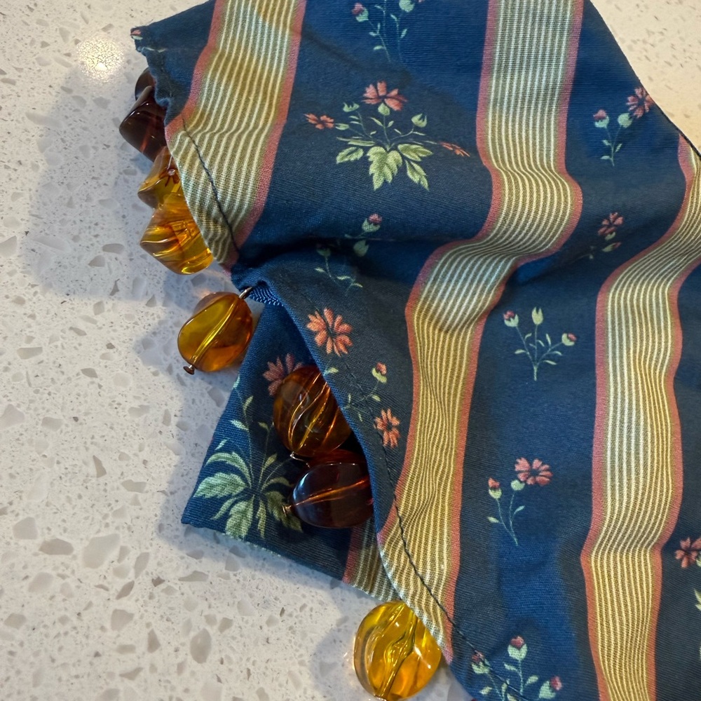 NWT WeWoreWhat Ruffle Beaded Floral Stripe Deep Storm Bandeau Size 12 Denim $89 - Picture 4 of 15